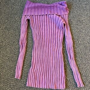 M/L Long Sleeve Ribbed Mini Dress